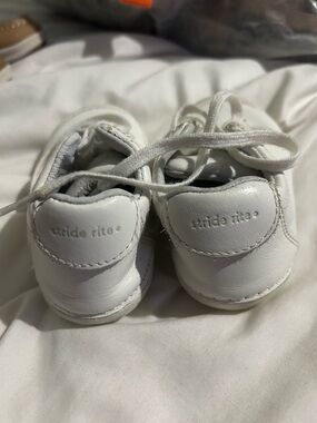 Stride Rite White Leather Lace-Up Baby Walkers